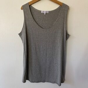 Mamas and Papas Maternity Top Womens 14 Sleeveless Gray Fitted Scoop Neck Staple
